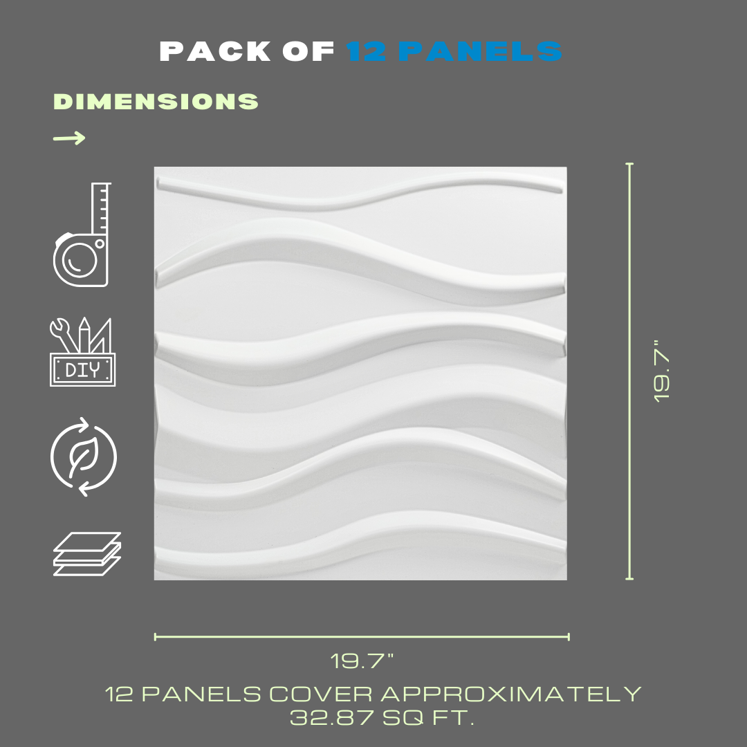3D WALL PANEL WAVES ( 12 PACK )