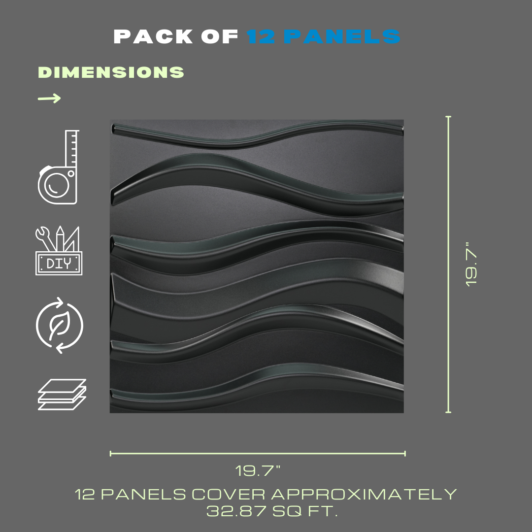 3D WALL PANEL WAVES ( 12 PACK )